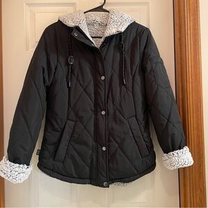 Free Country Reversible Puffer/ Sherpa Fleece Hooded Winter Jacket/ Coat NWOT